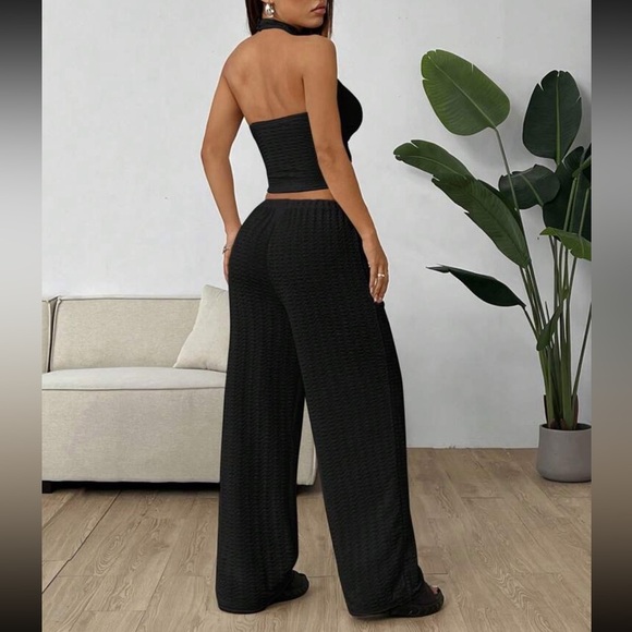 Women’s black mock neck tank top + pleated pants set in Black | brand new | S - Picture 2 of 3